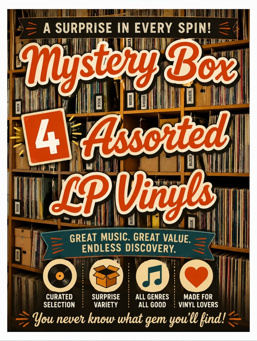 4/$35•VINTAGE VINYL LP•MYSTERY BOX SALE!!